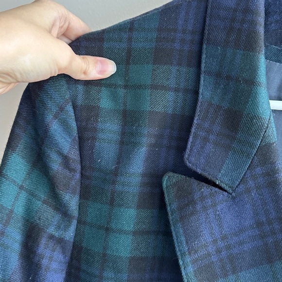 Giorgio Di Sant Angelo 100% Pure Wool Blue and Green Plaid Blazer, Size 14 - Picture 7 of 16